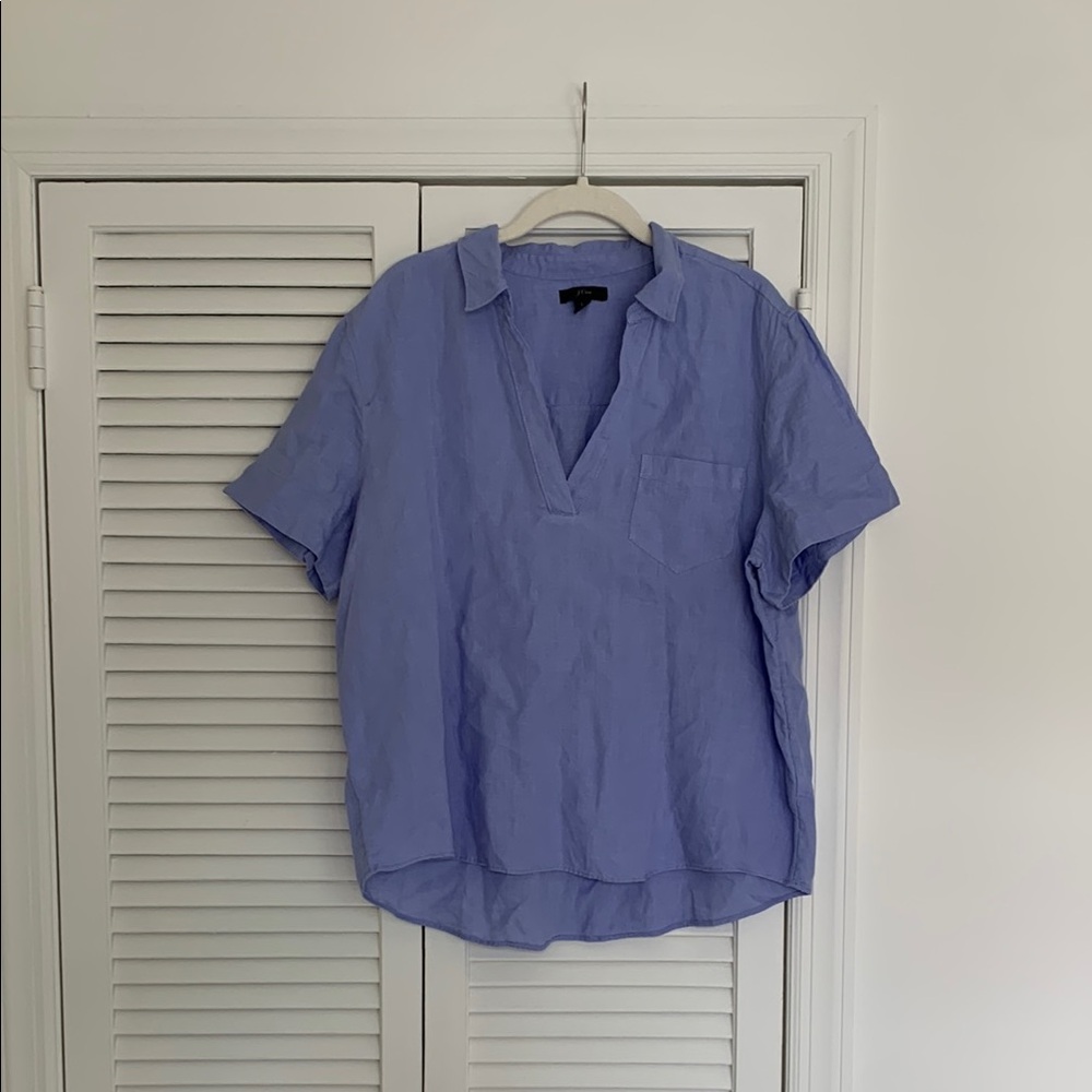 J. Crew 100% linen short sleeve popover top